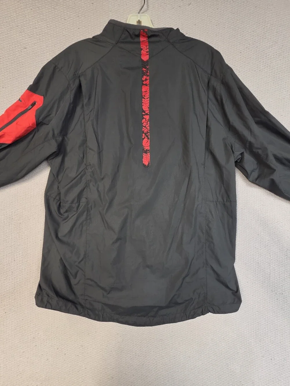 Nike Black Pullover Windbreaker with Red Sleeve Accent - Ohio State Logo